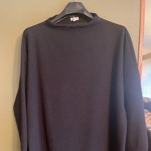 TRIBAL ribbed FUNNEL neck tunic in BLACK - XXL